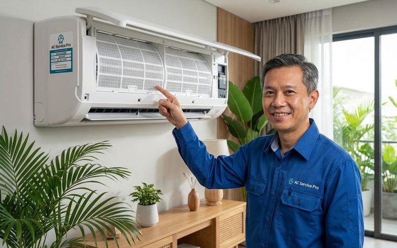 Clean aircond unit after standard service with filters replaced